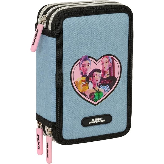 K-POP Demon Hunters , Astuccio scuola 3 zip + omaggio colori Tinta Unita