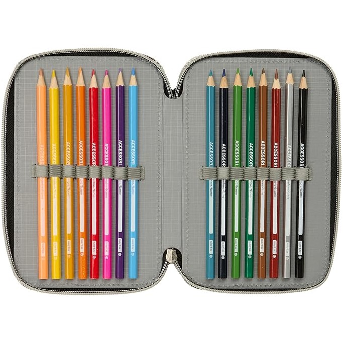 K-POP Demon Hunters , Astuccio scuola 3 zip + omaggio colori Tinta Unita