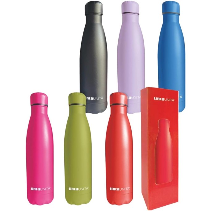 Tinta Unita Borraccia 500ml Soft Touch, Acciaio doppia camera