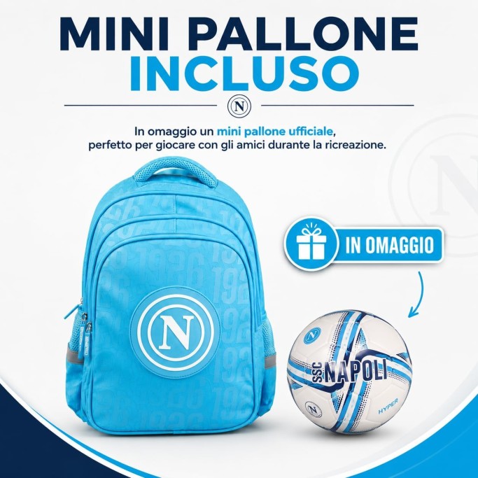 Colourbook Zaino Scuola Napoli Pallone Omaggio