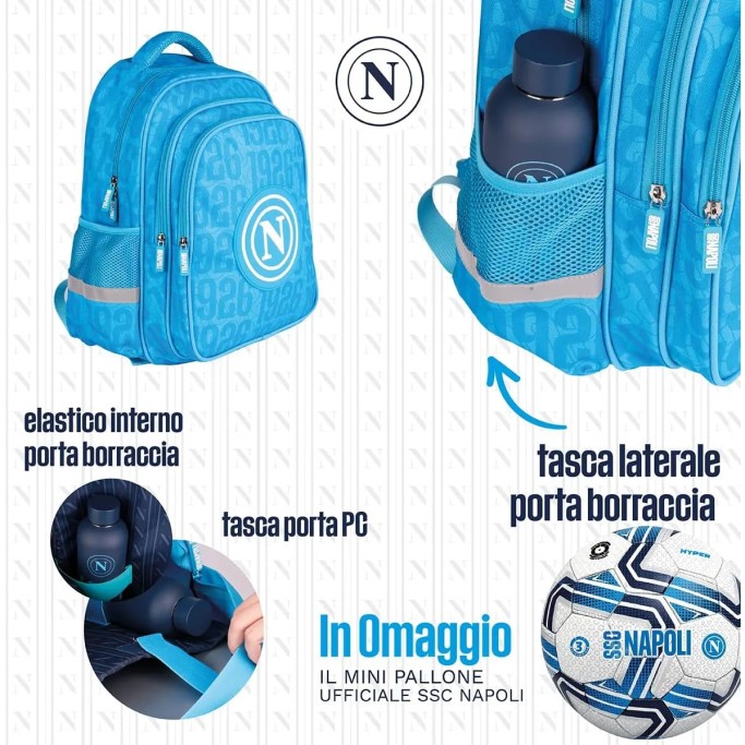 Colourbook Zaino Scuola Napoli Pallone Omaggio