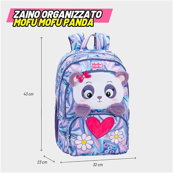 Zaino Scuola Organizzato Panda Mofumofu