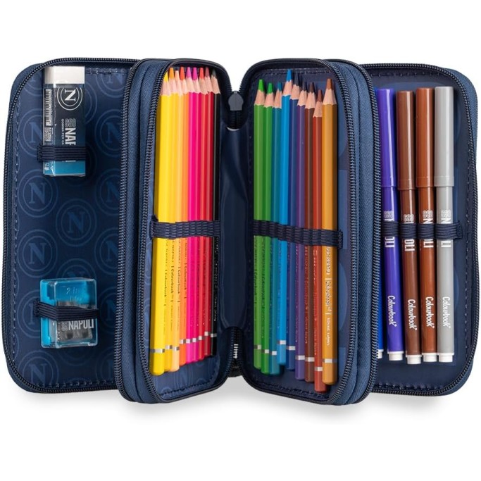 Colourbook Astuccio Scuola 3 Zip Napoli Ufficiale
