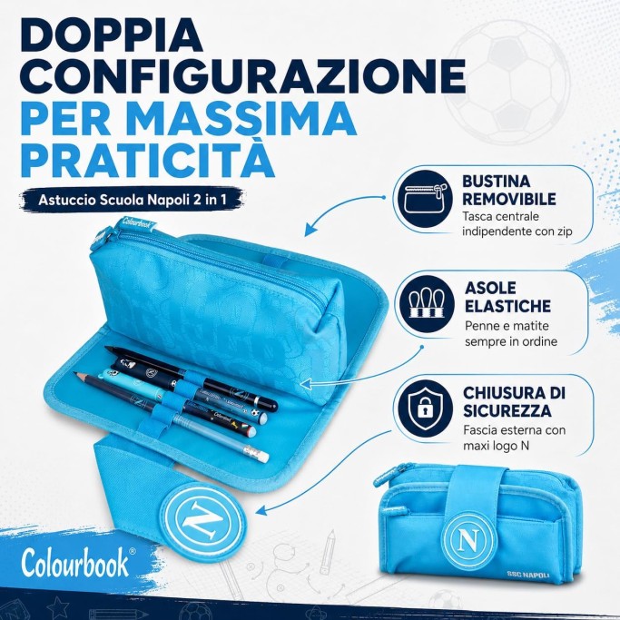 Colourbook Astuccio Scuola Napoli 2 in 1