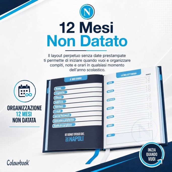 Colourbook Diario Scuola 2026 2027 SSC Napoli