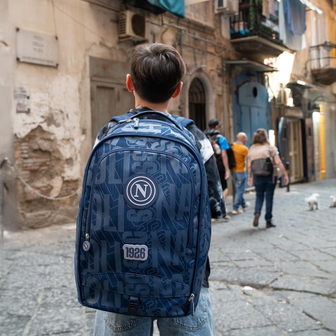 Colourbook Zaino Trolley Scuola Napoli Ufficiale 4 in 1 Con Pallone