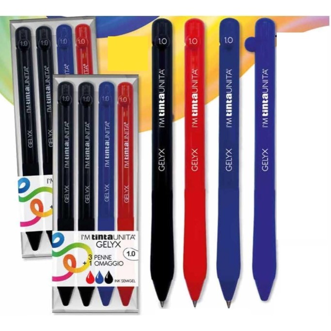 Tinta Unita,  Set 4 penne Gelyx Classico Punta 1,0