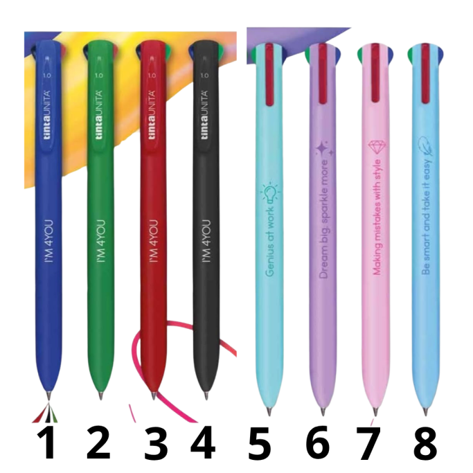 Tinta Unita, Penna a 4 colori, Gel Fashion Style, Punta 1,0 mm,