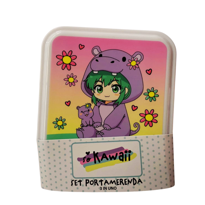 SO KAWAII SET PORTA MERENDA WOLFY o HIPPO