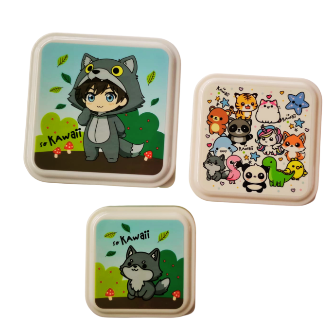SO KAWAII SET PORTA MERENDA WOLFY o HIPPO