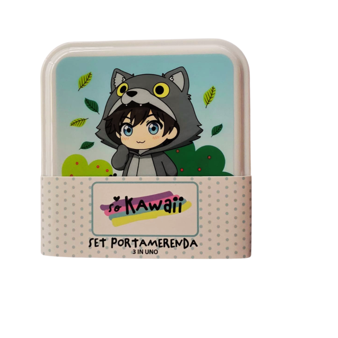 SO KAWAII SET PORTA MERENDA WOLFY o HIPPO