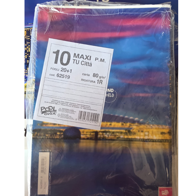 Tinta Unita, Maxi Quaderno Tu Città confezione da 10 assortiti 80g