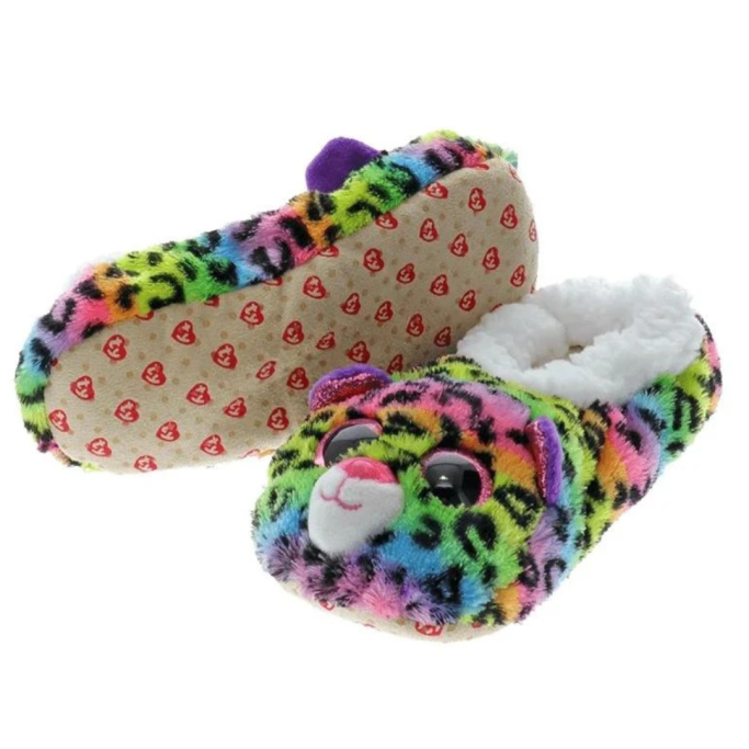 Ty, Pantofole in peluche Rainbow Dotty il Leopardo