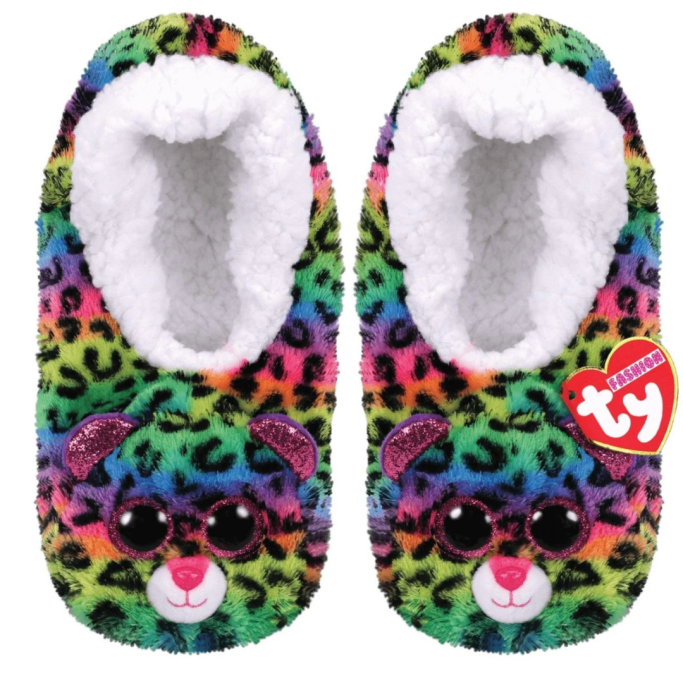 Ty, Pantofole in peluche Rainbow Dotty il Leopardo