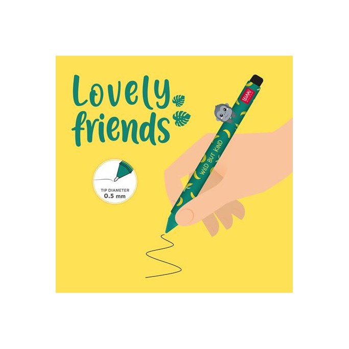 Legami, Penna Gel con Animaletto Decorativo, Lovely Friends, Tema Gorilla