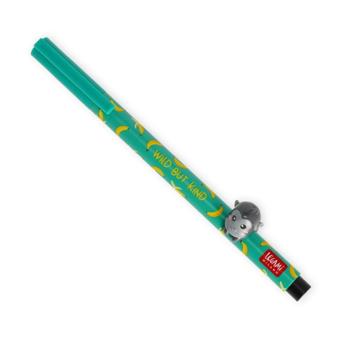 Legami, Penna Gel con Animaletto Decorativo, Lovely Friends, Tema Gorilla