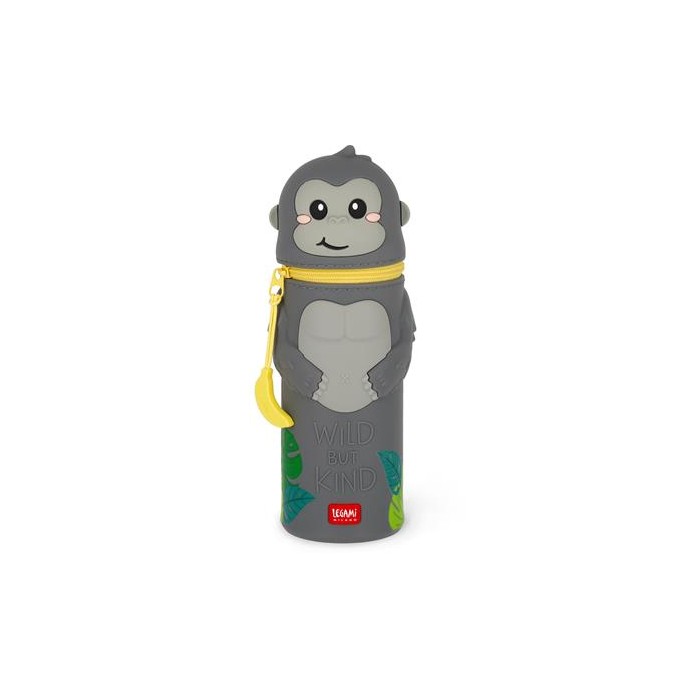 Legami, Kawaii Astuccio Scuola 2 in 1 in Morbido Silicone, Gorilla