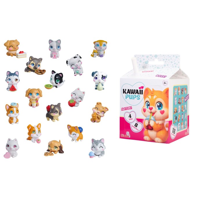 Simba, KAWAII PUPS confezione da 4 cuccioli