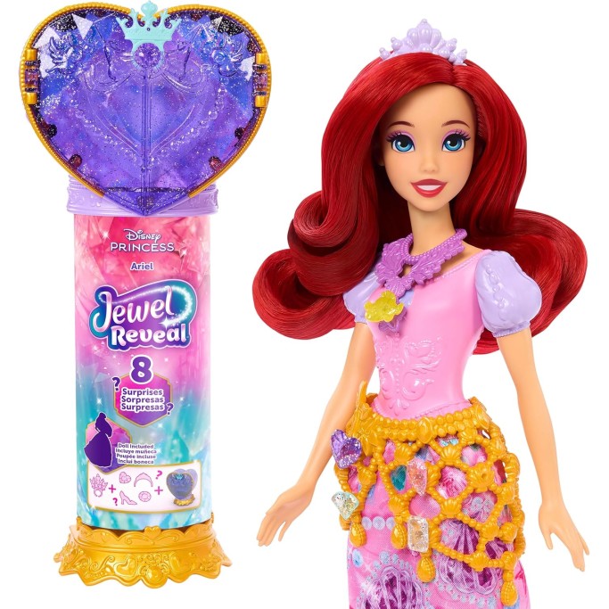 Mattel, Disney Princess Jewel Reveal Ariel bambola a sorpresa e accessori