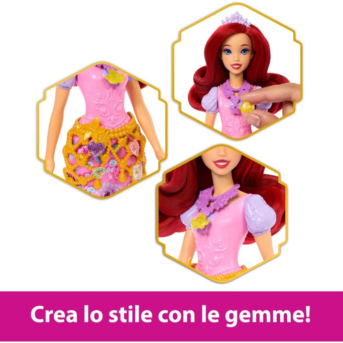 Mattel, Disney Princess Jewel Reveal Ariel bambola a sorpresa e accessori