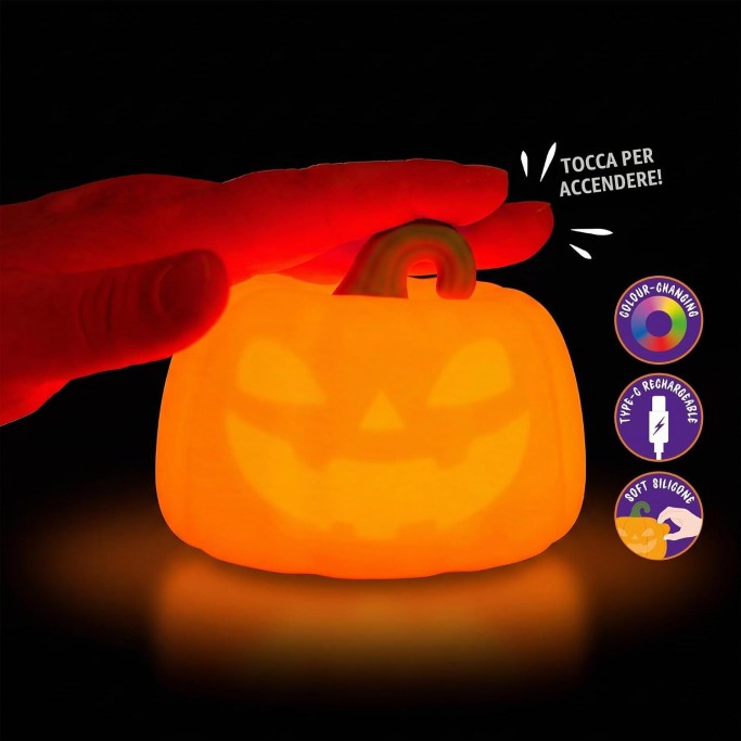 Legami, Halloween  Luce Led Ricaricabile in Silicone, Soft Dreams, Zucca di Halloween