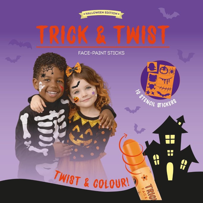 Legami, Halloween Set di 6 Trucchi Viso in Stick, Halloween, 1 Stencil incluso