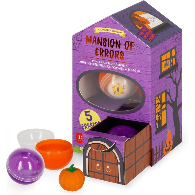 Legami, Halloween Mini Distributore di 5 Gomme da Cancellare