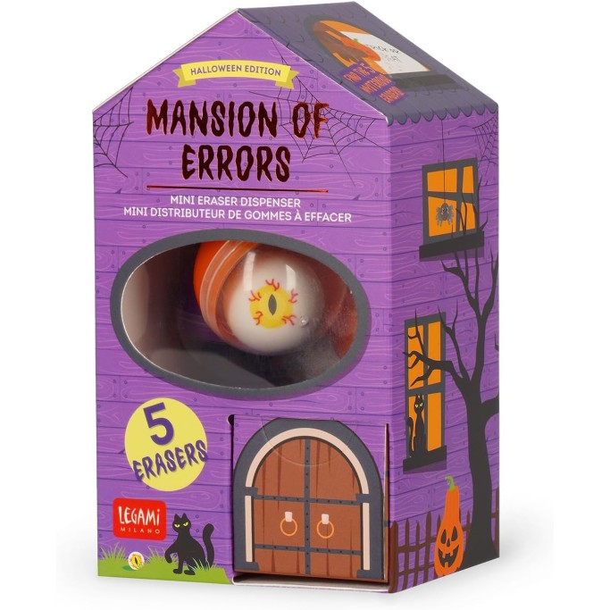 Legami, Halloween Mini Distributore di 5 Gomme da Cancellare