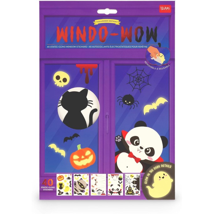 Legami, Halloween Set di 40 Adesivi Elettrostatici per Finestra Windo-Wow