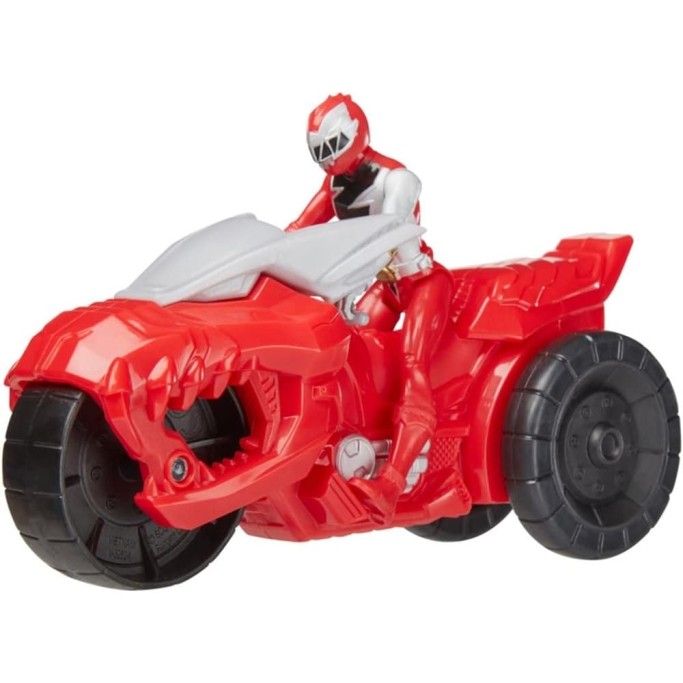 Power Rangers Dino Fury Rip N Go T-Rex Battle Rider and Dino Fury Red Ranger 15-cm