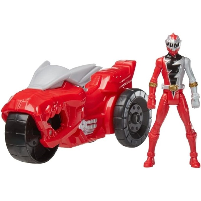 Power Rangers Dino Fury Rip N Go T-Rex Battle Rider and Dino Fury Red Ranger 15-cm