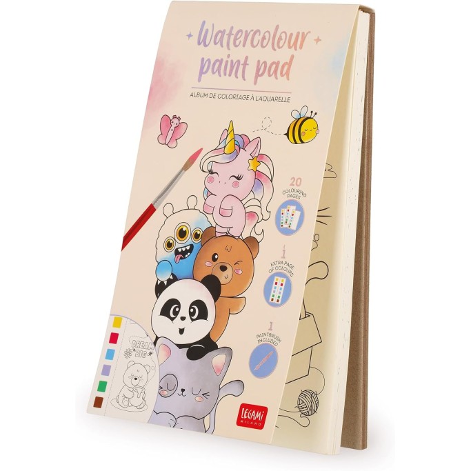 Legami, Album da colorare con Acquarelli, Cute Animals, Carta Spessa