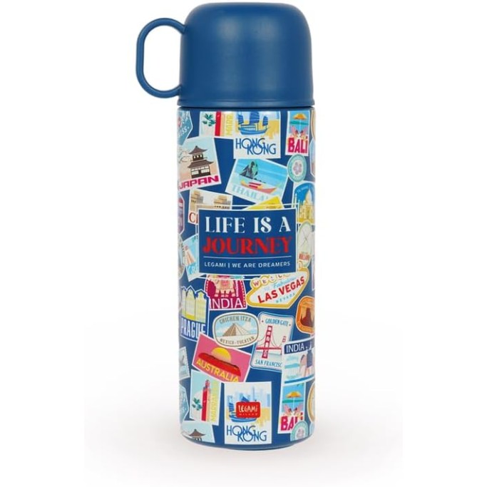 Legami, Borraccia Termica Travel, Tazzina inclusa, capacità max 500 ml