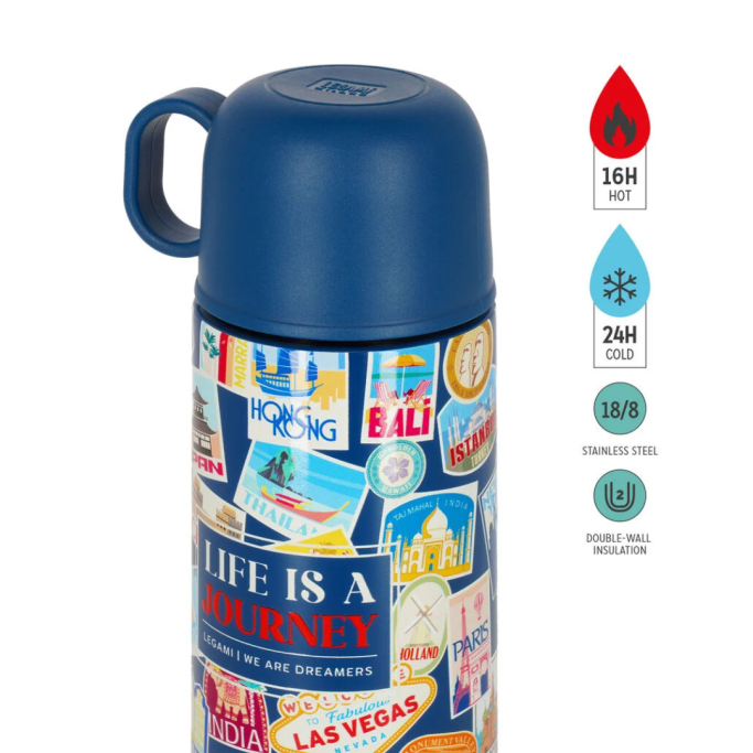 Legami, Borraccia Termica Travel, Tazzina inclusa, capacità max 500 ml