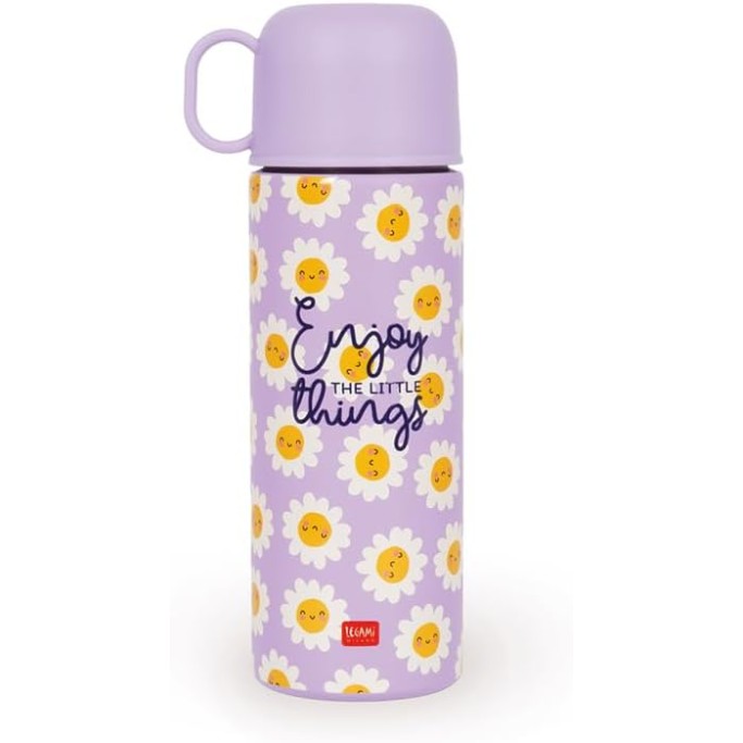 Legami, Borraccia Termica Daisy, Tazzina inclusa, capacità max 500 ml