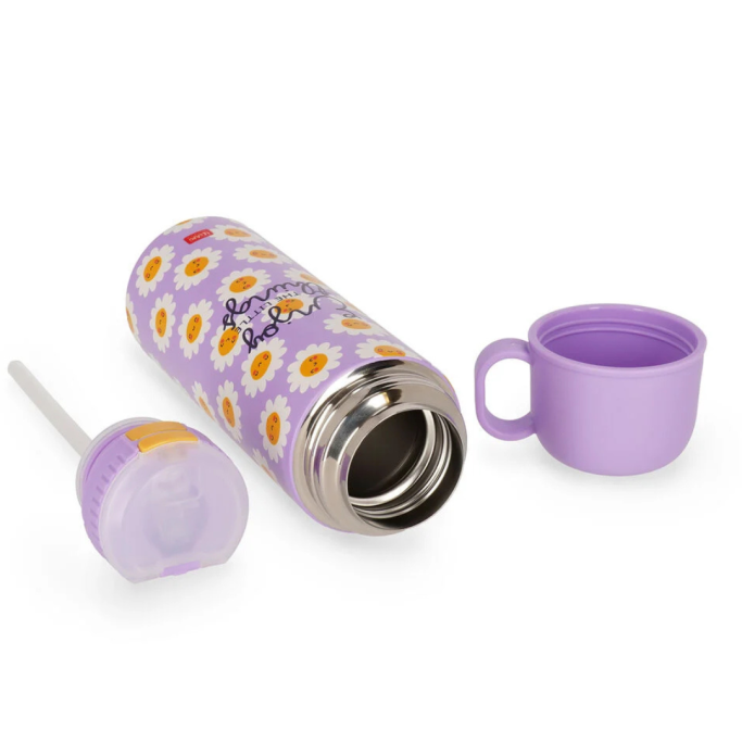 Legami, Borraccia Termica Daisy, Tazzina inclusa, capacità max 500 ml