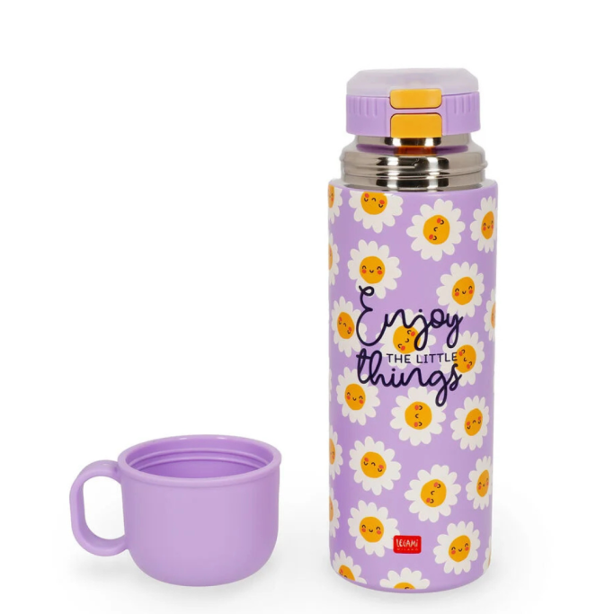 Legami, Borraccia Termica Daisy, Tazzina inclusa, capacità max 500 ml