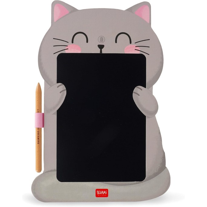 Legami, Lavagna Kitty portatile LCD in Cartone, 1 Matita, Tratto Multicolore