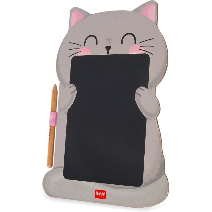 Legami, Lavagna Kitty portatile LCD in Cartone, 1 Matita, Tratto Multicolore