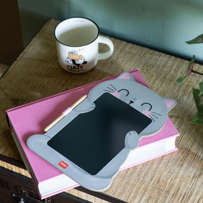Legami, Lavagna Kitty portatile LCD in Cartone, 1 Matita, Tratto Multicolore
