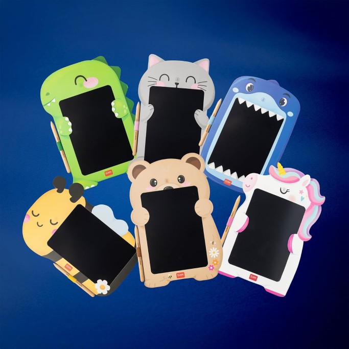 Legami, Lavagna Kitty portatile LCD in Cartone, 1 Matita, Tratto Multicolore