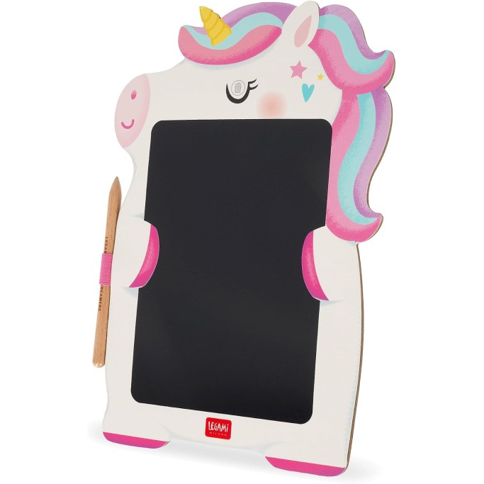 Legami, Lavagna Unicorno portatile LCD in Cartone, 1 Matita, Tratto Multicolore