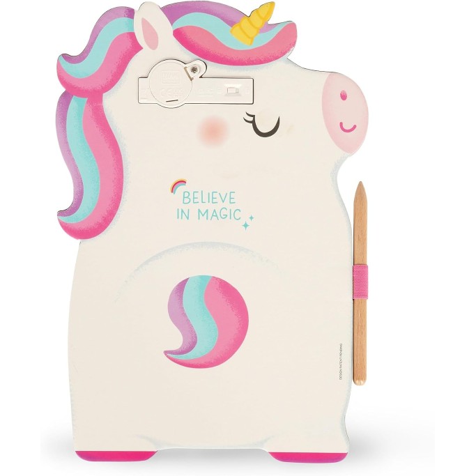 Legami, Lavagna Unicorno portatile LCD in Cartone, 1 Matita, Tratto Multicolore