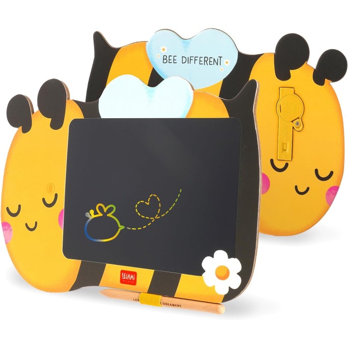 Legami, Lavagna Bee, Ape portatile LCD in Cartone, 1 Matita, Tratto Multicolore
