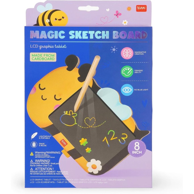 Legami, Lavagna Bee, Ape portatile LCD in Cartone, 1 Matita, Tratto Multicolore