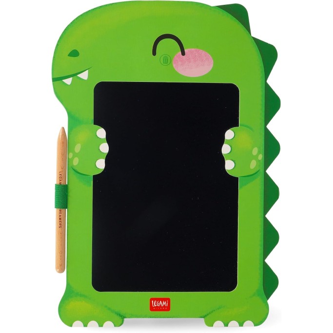 Legami, Lavagna Dinosauro portatile LCD in Cartone, 1 Matita, Tratto Multicolore