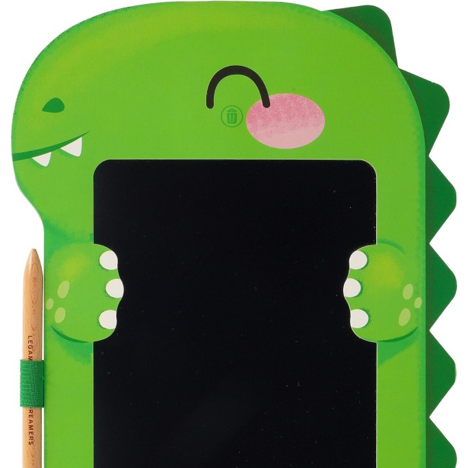 Legami, Lavagna Dinosauro portatile LCD in Cartone, 1 Matita, Tratto Multicolore