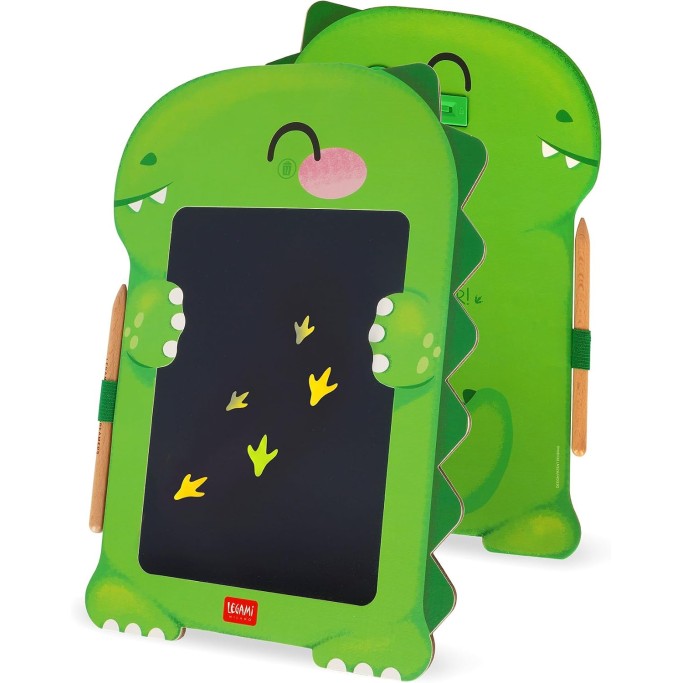 Legami, Lavagna Dinosauro portatile LCD in Cartone, 1 Matita, Tratto Multicolore