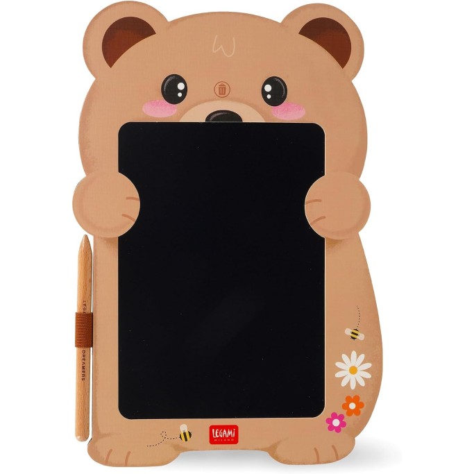 Legami, Lavagna Teddy Bear, Orso, portatile LCD in Cartone, 1 Matita, Tratto Multicolore