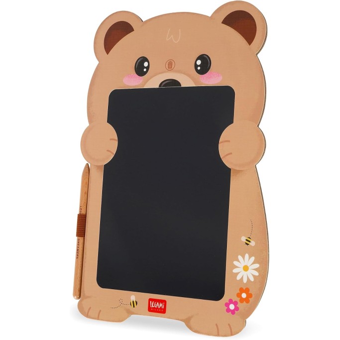 Legami, Lavagna Teddy Bear, Orso, portatile LCD in Cartone, 1 Matita, Tratto Multicolore